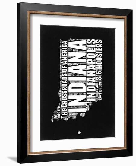 Indiana Black and White Map-NaxArt-Framed Art Print