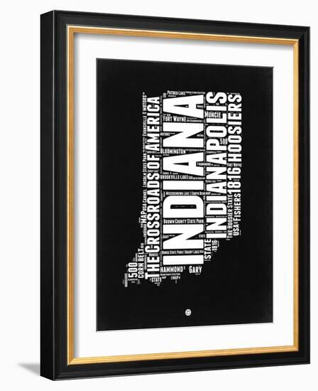 Indiana Black and White Map-NaxArt-Framed Art Print