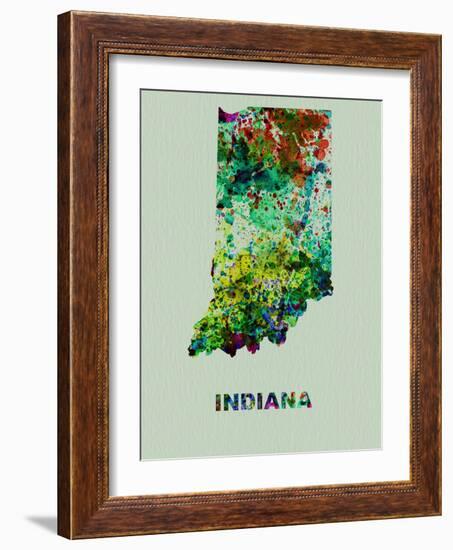 Indiana Color Splatter Map-NaxArt-Framed Art Print