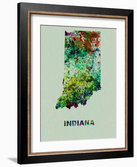 Indiana Color Splatter Map-NaxArt-Framed Art Print