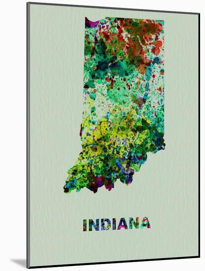 Indiana Color Splatter Map-NaxArt-Mounted Art Print