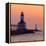 Indiana Dunes lighthouse at sunset, Indiana Dunes, Indiana, USA-Anna Miller-Framed Premier Image Canvas