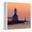 Indiana Dunes lighthouse at sunset, Indiana Dunes, Indiana, USA-Anna Miller-Framed Premier Image Canvas