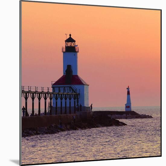 Indiana Dunes lighthouse at sunset, Indiana Dunes, Indiana, USA-Anna Miller-Mounted Photographic Print