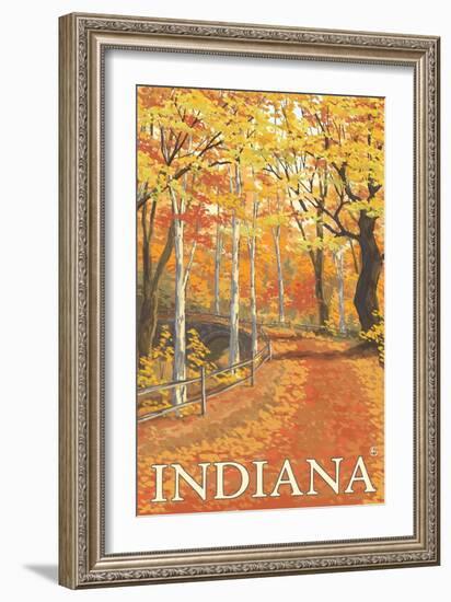 Indiana - Fall Colors-Lantern Press-Framed Art Print