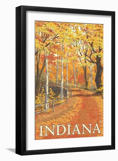 Indiana - Fall Colors-Lantern Press-Framed Art Print