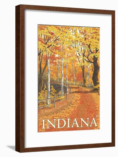 Indiana - Fall Colors-Lantern Press-Framed Art Print