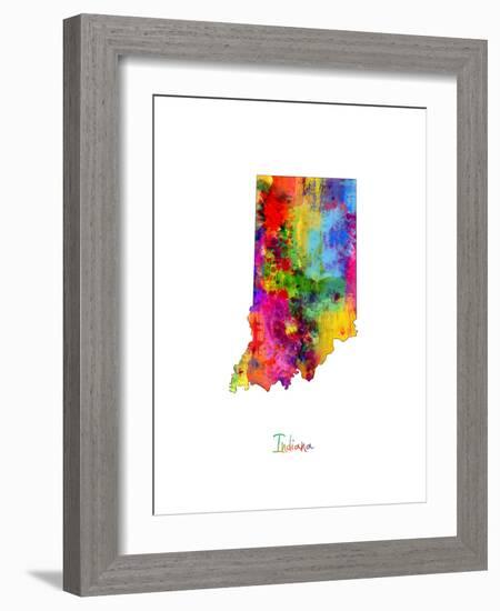 Indiana Map-Michael Tompsett-Framed Art Print
