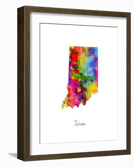 Indiana Map-Michael Tompsett-Framed Art Print