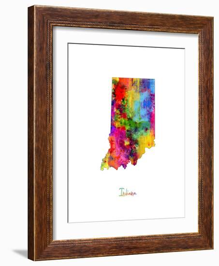 Indiana Map-Michael Tompsett-Framed Art Print