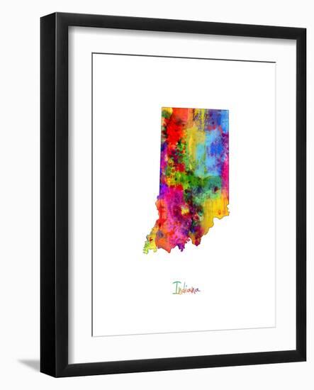 Indiana Map-Michael Tompsett-Framed Art Print