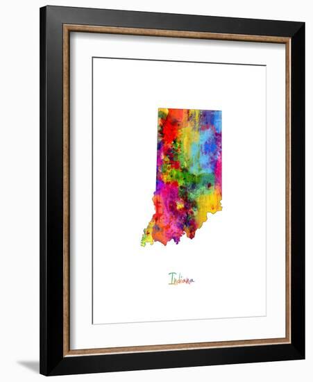 Indiana Map-Michael Tompsett-Framed Art Print