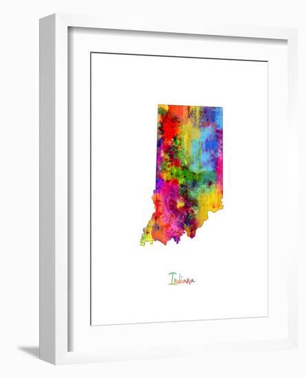 Indiana Map-Michael Tompsett-Framed Art Print