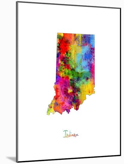 Indiana Map-Michael Tompsett-Mounted Art Print