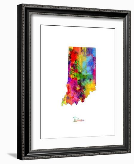 Indiana Map-Michael Tompsett-Framed Art Print