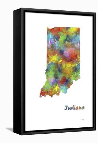 Indiana State Map 1-Marlene Watson-Framed Premier Image Canvas