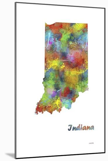 Indiana State Map 1-Marlene Watson-Mounted Giclee Print