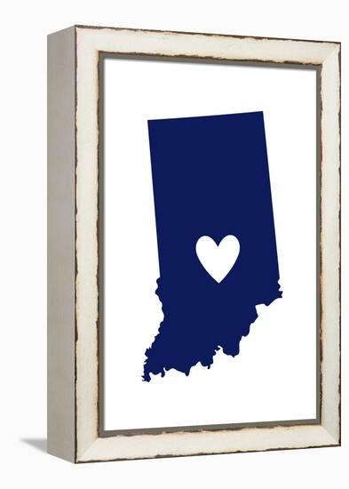 Indiana - State Outline and Heart-Lantern Press-Framed Stretched Canvas