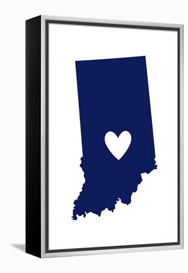 Indiana - State Outline and Heart-Lantern Press-Framed Stretched Canvas