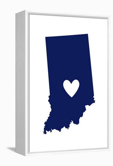 Indiana - State Outline and Heart-Lantern Press-Framed Stretched Canvas