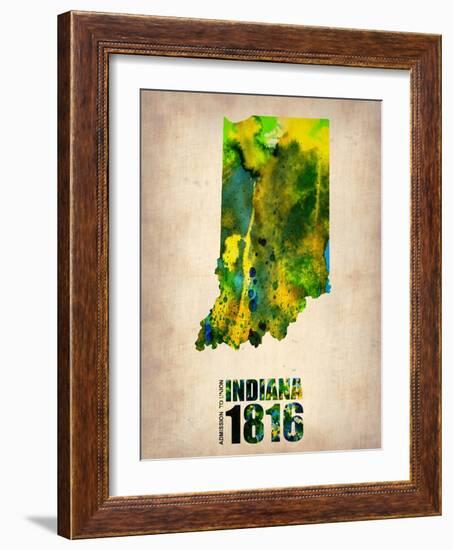 Indiana Watercolor Map-NaxArt-Framed Art Print