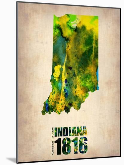 Indiana Watercolor Map-NaxArt-Mounted Art Print