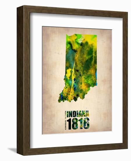 Indiana Watercolor Map-NaxArt-Framed Art Print