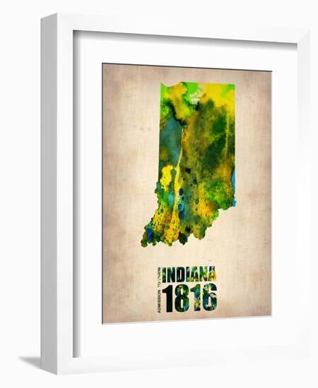 Indiana Watercolor Map-NaxArt-Framed Art Print