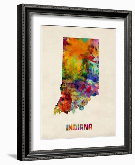 Indiana Watercolor Map-Michael Tompsett-Framed Art Print