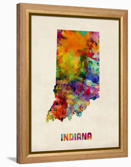 Indiana Watercolor Map-Michael Tompsett-Framed Stretched Canvas