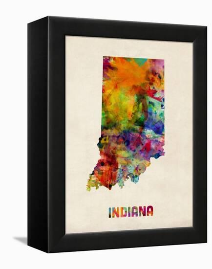 Indiana Watercolor Map-Michael Tompsett-Framed Stretched Canvas