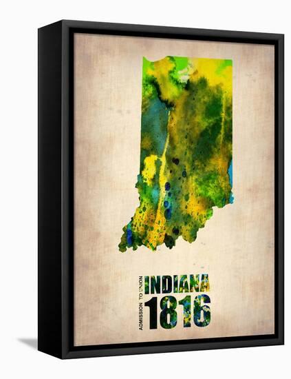 Indiana Watercolor Map-NaxArt-Framed Stretched Canvas