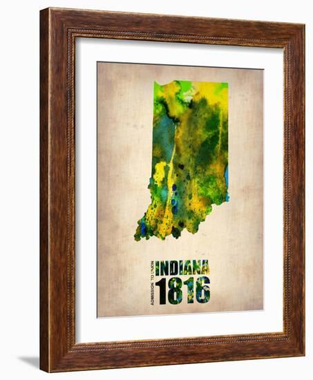 Indiana Watercolor Map-NaxArt-Framed Art Print