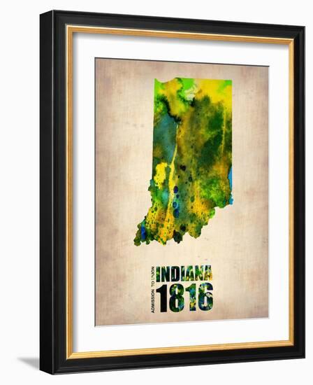 Indiana Watercolor Map-NaxArt-Framed Art Print