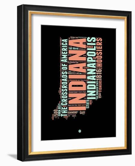 Indiana Word Cloud 1-NaxArt-Framed Art Print