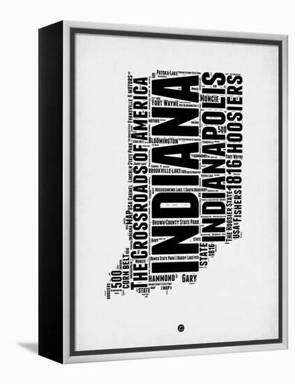 Indiana Word Cloud 2-NaxArt-Framed Stretched Canvas