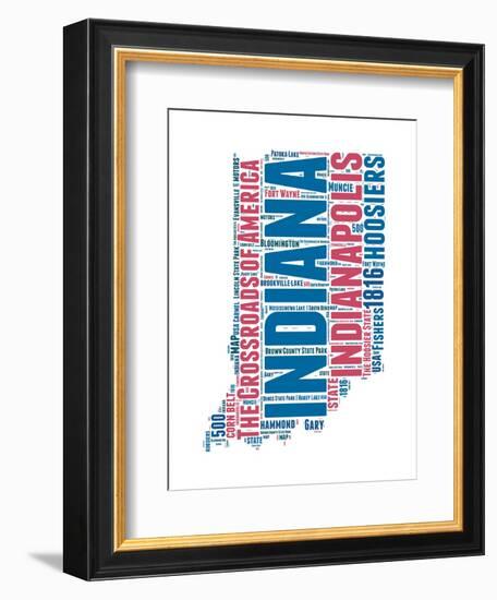 Indiana Word Cloud Map-NaxArt-Framed Art Print