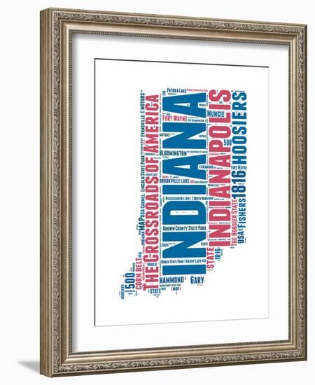 Indiana Word Cloud Map-NaxArt-Framed Art Print