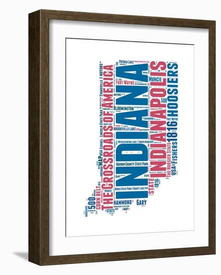 Indiana Word Cloud Map-NaxArt-Framed Art Print