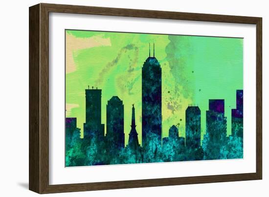 Indianapolis City Skyline-NaxArt-Framed Art Print