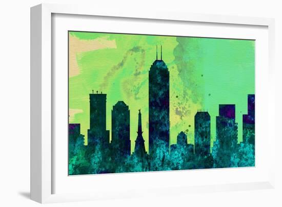 Indianapolis City Skyline-NaxArt-Framed Art Print