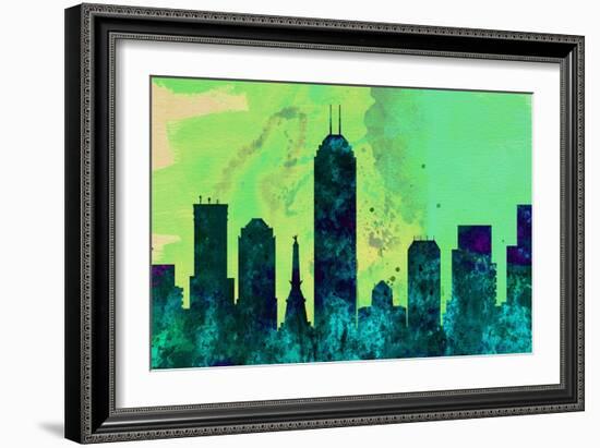 Indianapolis City Skyline-NaxArt-Framed Art Print