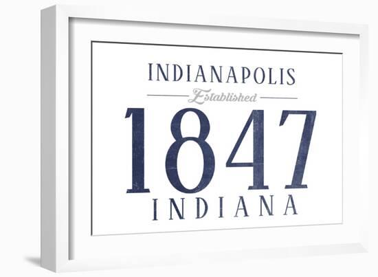 Indianapolis, Indiana - Established Date (Blue)-Lantern Press-Framed Art Print