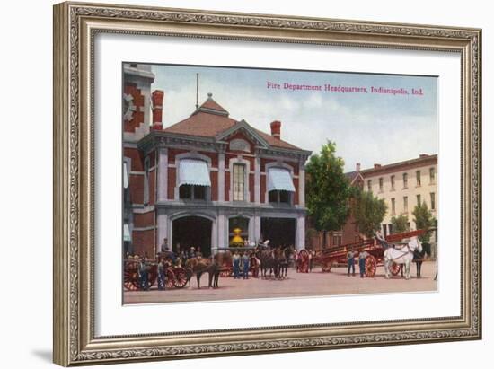 Indianapolis, Indiana - Fire Department Exterior View-Lantern Press-Framed Art Print