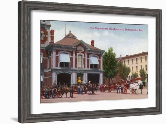 Indianapolis, Indiana - Fire Department Exterior View-Lantern Press-Framed Art Print