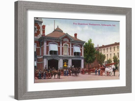 Indianapolis, Indiana - Fire Department Exterior View-Lantern Press-Framed Art Print