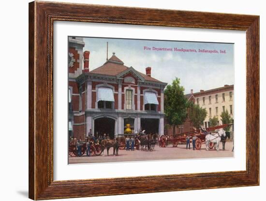 Indianapolis, Indiana - Fire Department Exterior View-Lantern Press-Framed Art Print