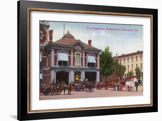 Indianapolis, Indiana - Fire Department Exterior View-Lantern Press-Framed Art Print