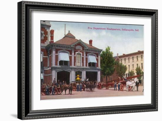 Indianapolis, Indiana - Fire Department Exterior View-Lantern Press-Framed Art Print