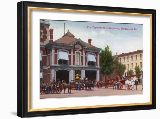 Indianapolis, Indiana - Fire Department Exterior View-Lantern Press-Framed Art Print